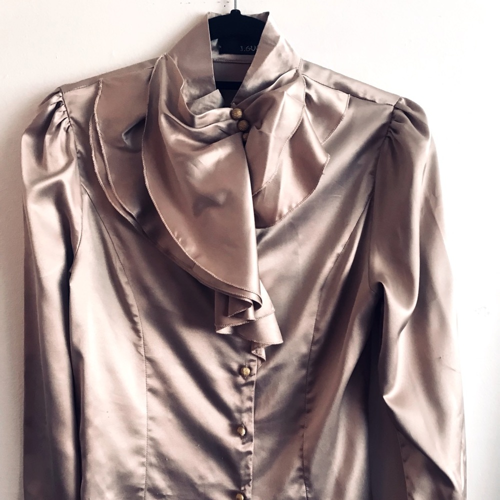 Gold ruffle neck blouse